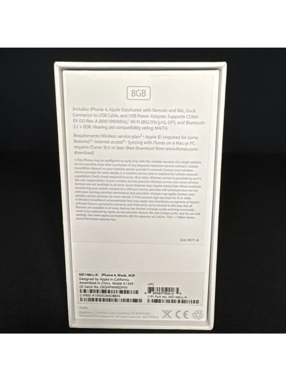 Apple iPhone 4 8GB Empty Box Only Original - Black Model A1349 Empty Box Only